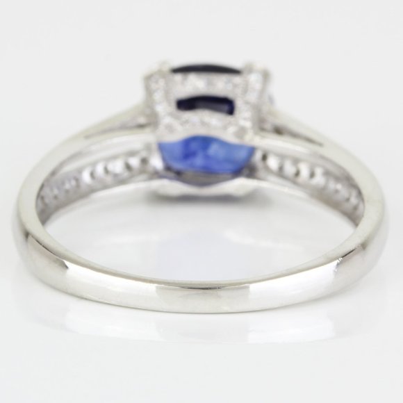 Platinum Ceylon Sapphire & Diamond Bridal Wedding Engagement/ Anniversary Ring - Picture 6 of 9